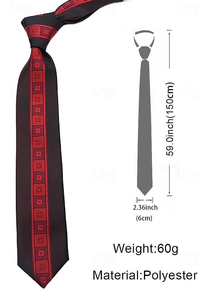 Men's Black Necktie with Red Geometric Stripe, Slim Formal Style, for Groomsmen and Business Professionals, Perfect for Wedding Attire 2026 - $11.99 –P10