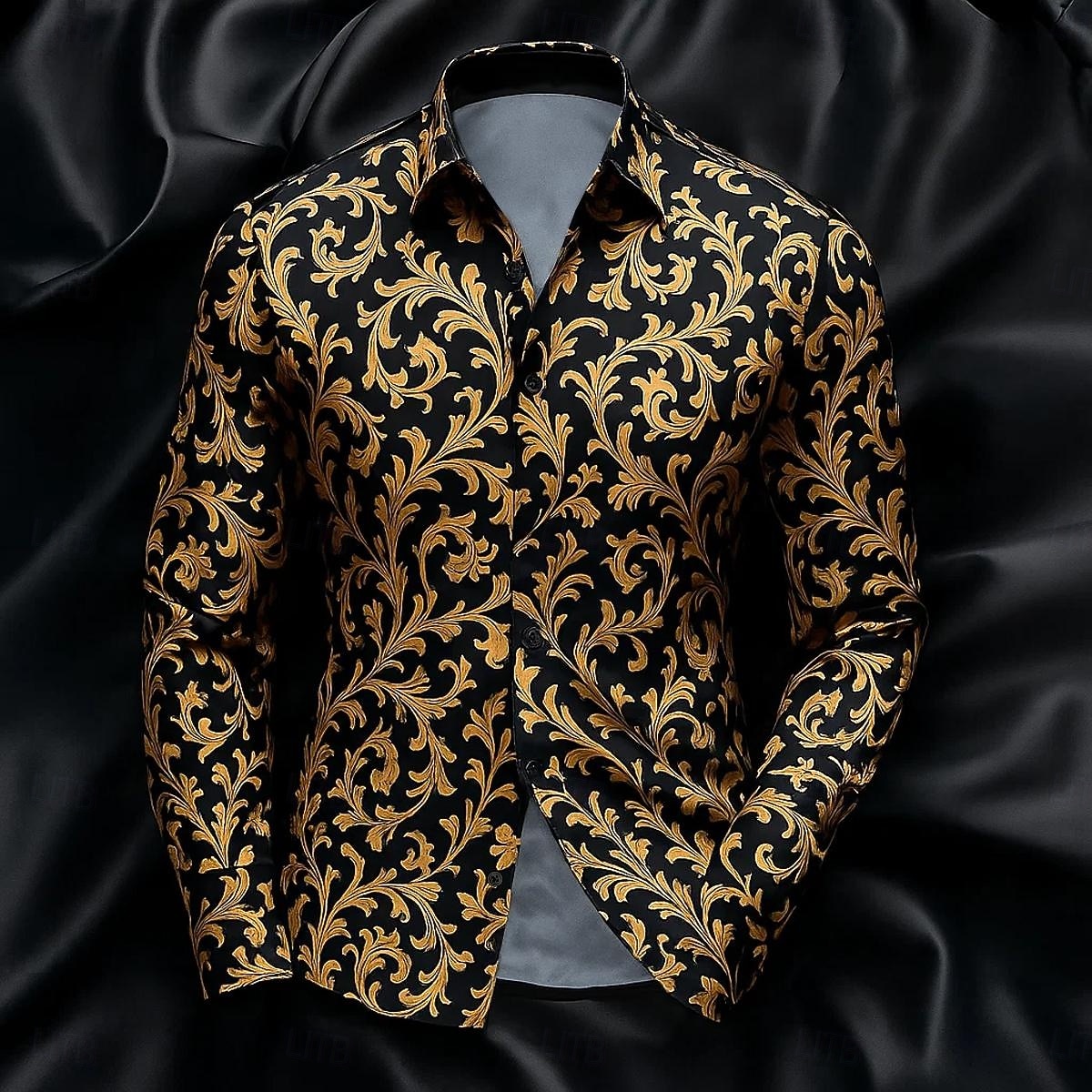 Per uomo Camicia Camicia in raso Camicia a righe Camicia casual Camicia con Bottoni Paisley Formale Matrimonio Nero Vino Blu Verde Manica Lunga Colletto Primavera & Autunno Tutte le stagioni del 2025 a $26.99 –P1