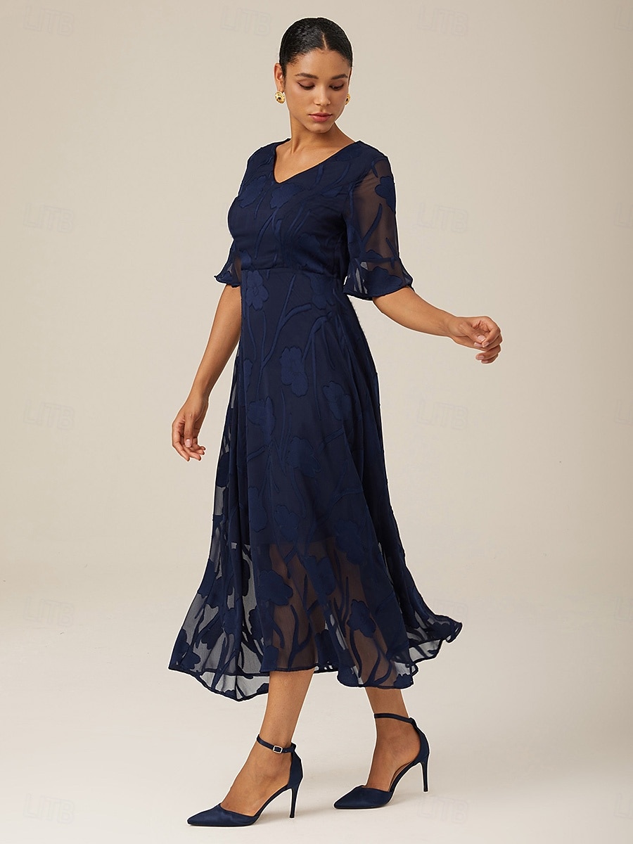 Dames Maxi-jurk Cocktail jurk Bruiloft gast jurk Semi-formele jurk A lijn jurk Elegant Werk Verjaardag Flutter mouw Bruiloft gast Cocktailparty Formele avonden Normale pasvorm Effen Kleur Effen Halve 2025 - $59.99 –P12