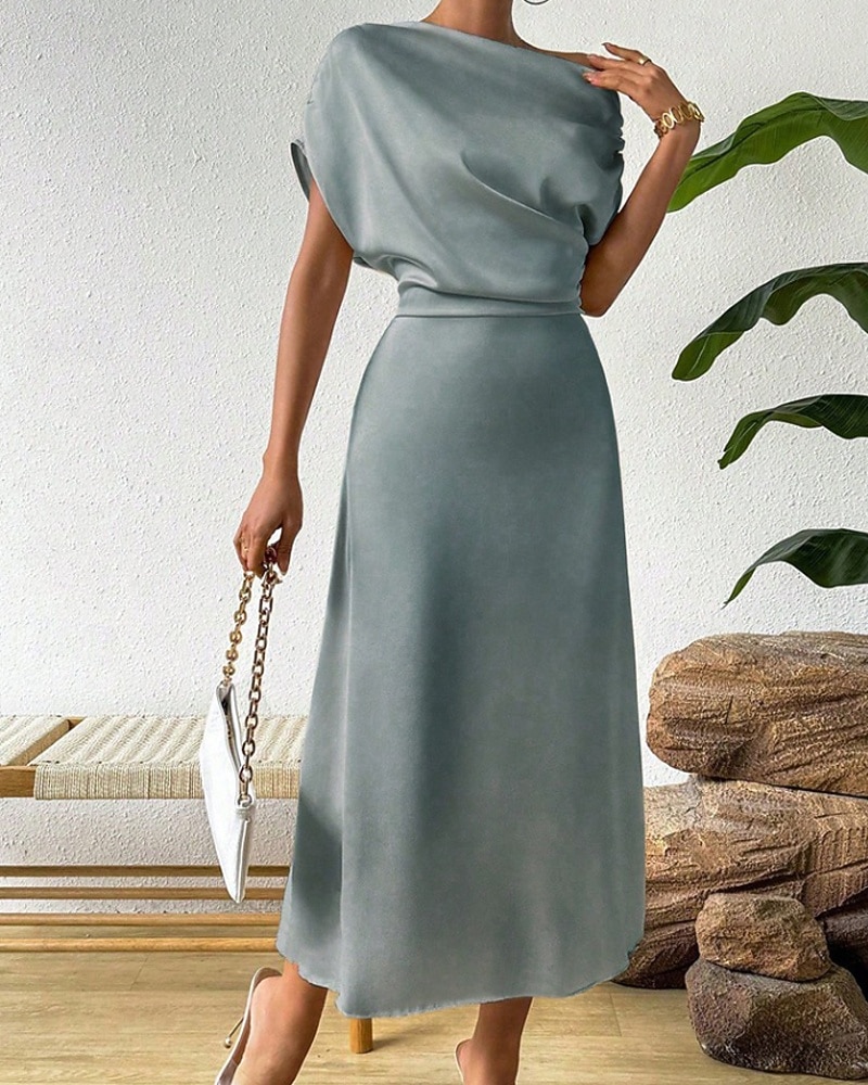 Women's Midi Dress Satin Dress Party Dress Cocktail Dress Elegant Fashion Modern Evening Party Party Special Occasion Regular Fit Plain Sleeveless Crew Neck Black Dusty Blue Green Summer Spring Fall 2026 - zł120.18 –P14