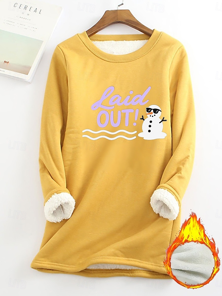 Naisten Fleecevuorattu collegepaita ja pyjama Pullover-huppari Pullover Puserot Kirjain Lämmin Katutyyli Vapaa-aika Pitkähihainen Tiukka pyöreä kaula-aukko Pitkät topit Koti Arkikäyttö Kausaliteetti 2025 - $23.99 –P1