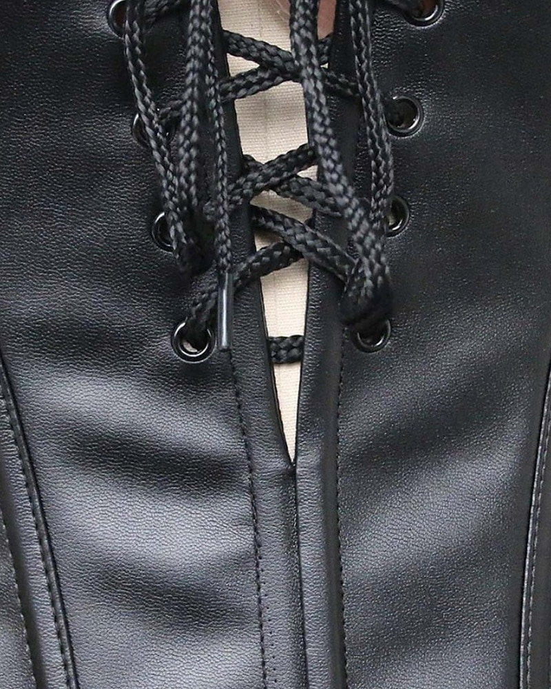 Dame Korsett Shapewear Midje Cincher Formet Bekledning Sexy korsett Sexy Søt Ren farge Lapper Snørehull Skjørt Feriereise Daglig Seng Ermeløs Korsett Svart Rød Vår Høst Skreddersydd 2026 - $34.99 –P12