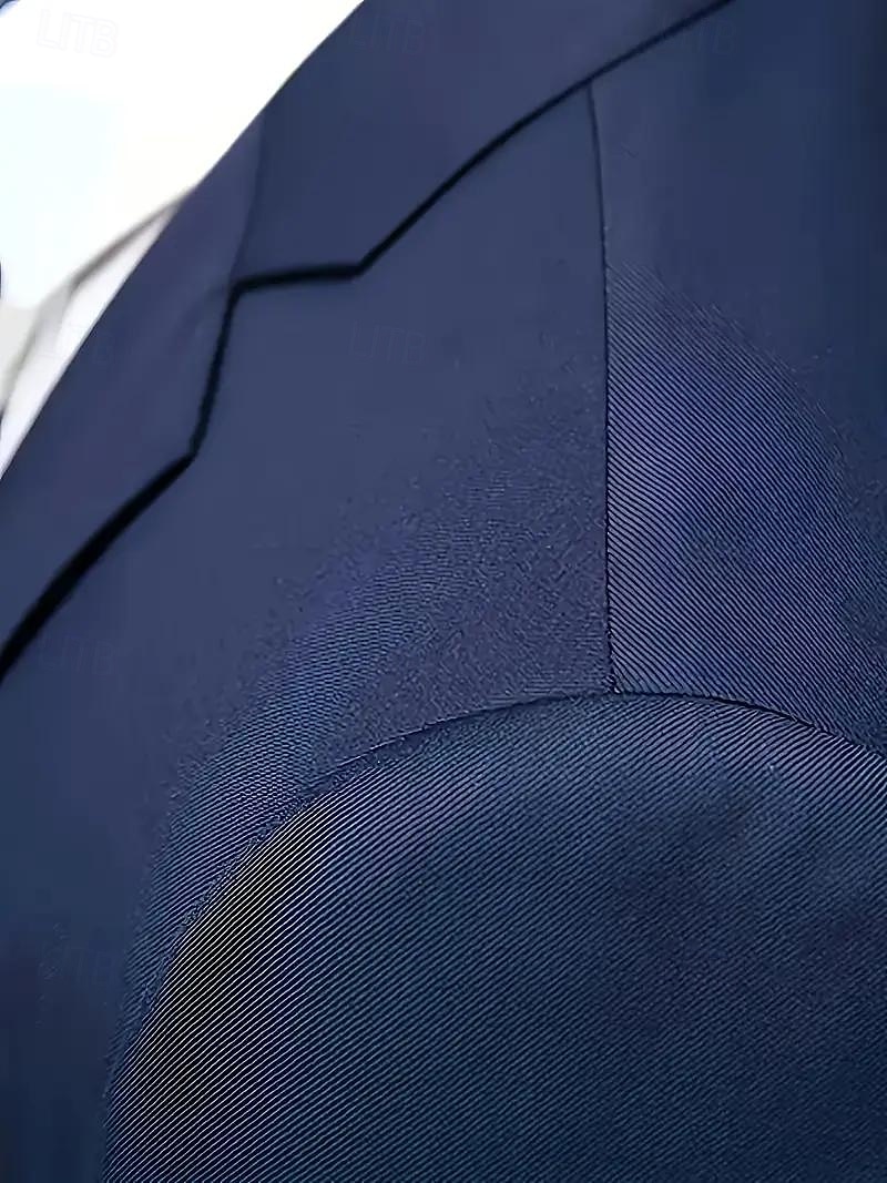 Heren Bruiloft Trouwpakken Ingesneden revers Zwart Bordeaux Jurken Effen Standaard pasvorm 3-delige set Enkele rij knopen met twee knopen 2025 - $129.99 –P3