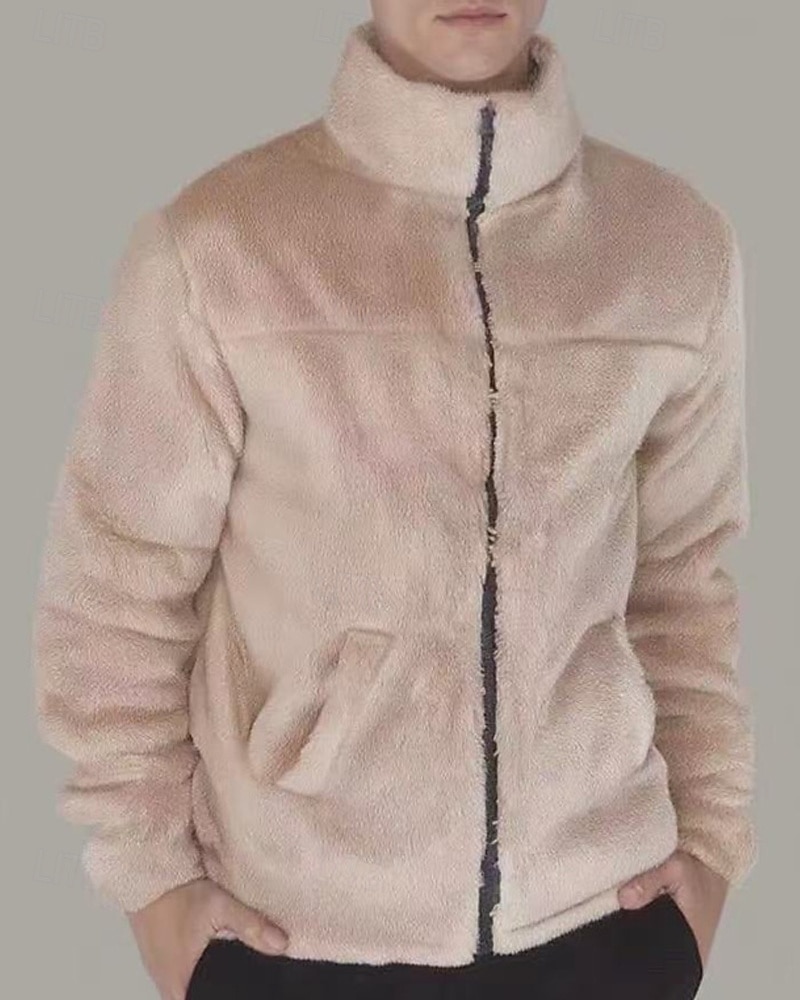 Pánské Zimní bunda Teddy Coat Neformální bunda Dovolená Denní Zahřívací Kapsy Fleece Podzim zima Bez vzoru Módní Šik ven Stojáček Standardní Černá Námořnická modř Hnědá Khaki Tmavě šedá Saka 2025 - $32.99 –P3