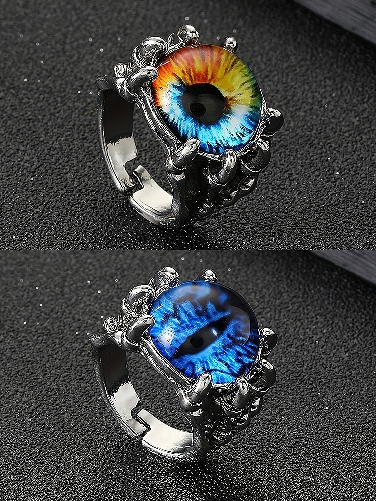 Мужское кольцо из сплава «глаз дракона» на Хэллоуин, регулируемое украшение в стиле готического панка в виде глаза монстра для косплея, вечеринок и фестивалей 2026 - $8.99 –P6