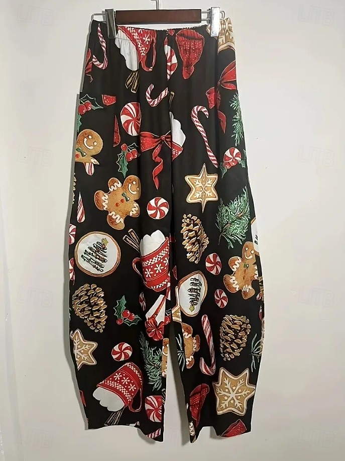 Per donna Gamba larga Chinos Essenziale Casual Lunghezza intera Vita AltaPantsNatale Grafico Babbo Natale Astratto Fascia Elastica Inelastico Formale Vacanza Streetwear Rosa chiaro Marrone scuro del 2025 a $36.99 –P9