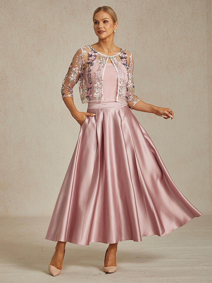 Femmes Jupe Élégant ancien Mode Maxi Taille Moyenne Jupes Froncé Plissé Avec Poches Micro-Élastique Nouvel An Tenue de soirée Rose Printemps Soie comme le satin de 2025 ? $28.99 –P6