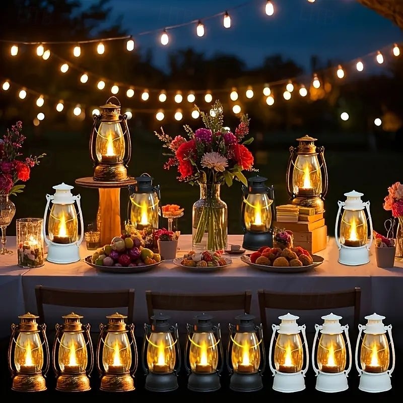 6/12 stk. jul retro LED-stearinlys kreativ oljelampe halloween ornamenter ferie camping bærbar nattlys bryllup bursdag atmosfære dekorasjon 2025 - $19.99 –P2