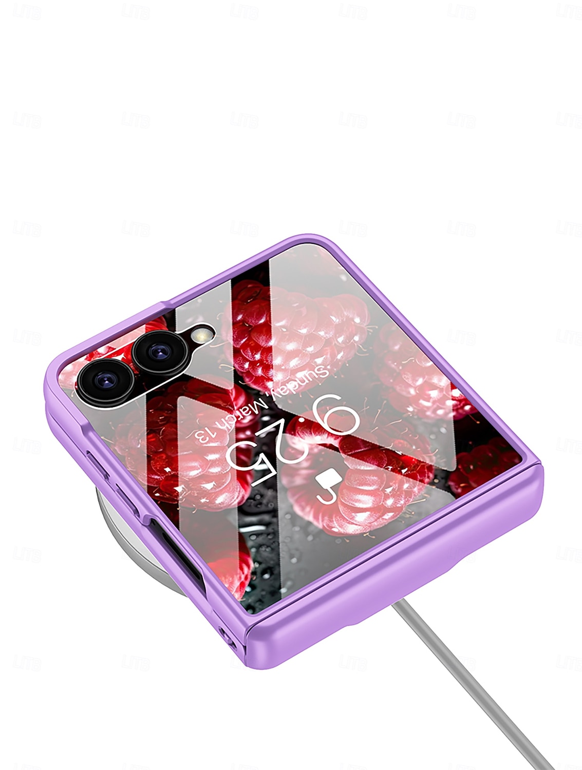 telefone Capinha Para Samsung Galaxy Z Flip 7 Z Virar 6 Z Flip 5 Capa traseira e protetor de tela Suporte para carregamento sem fio com pulseira Retro PC de 2025 por $24.99 –P9