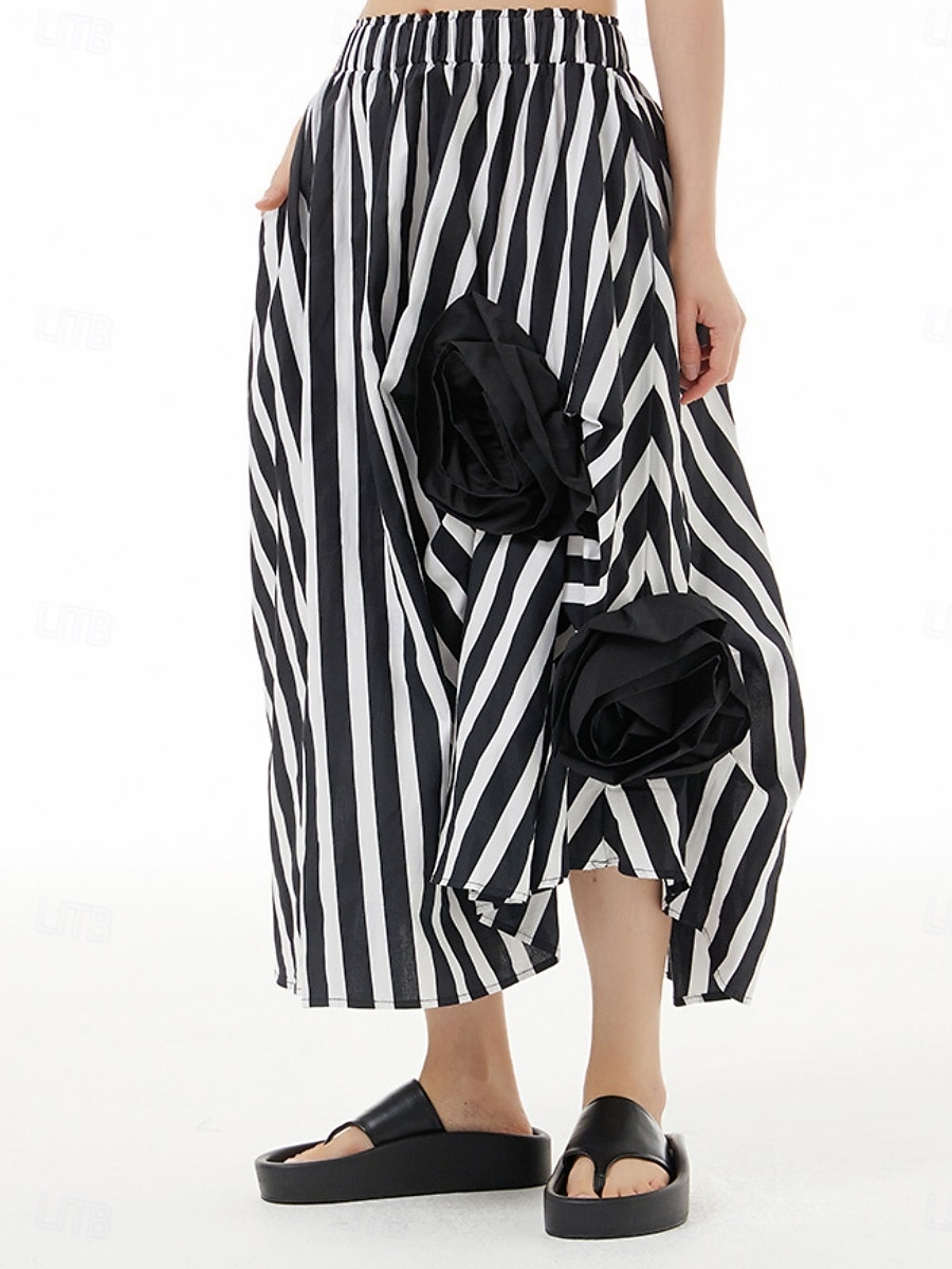 Per donna Gonna Linea A Moda Casual Maxi Vita Alta Gonne A Pois Tasca Elasticizzato Streetwear Quotidiano Bianco e nero Nero / Bianco Nero Bianco Primavera Cotone del 2025 a $57.99 –P4