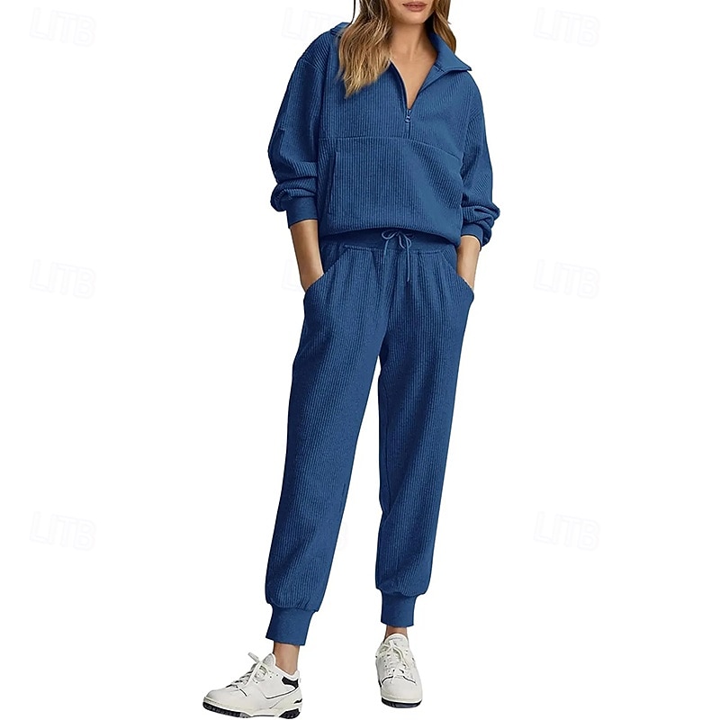 Γυναικεία Σετ Φόρμας με Πουλόβερ Φόρμα 2 τεμαχίων Ρούχα για χαλάρωση με τσέπη Μονόχρωμο Ρούχα σύνολα Φθινόπωρο Μαύρο Ροζ Γυμναστήριο Τρέξιμο Καταλληλότητα Αναπνέει Μακρυμάνικο Αθλητισμός 2026 - $42.99 –P14