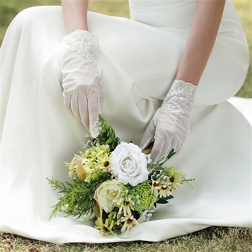 Spitze / Tll Handgelenklnge Handschuh Elegant / Party / Abend / Stilvoll  Mit Unifarbe Hochzeit / Party-Handschuh 2026 - 18.99