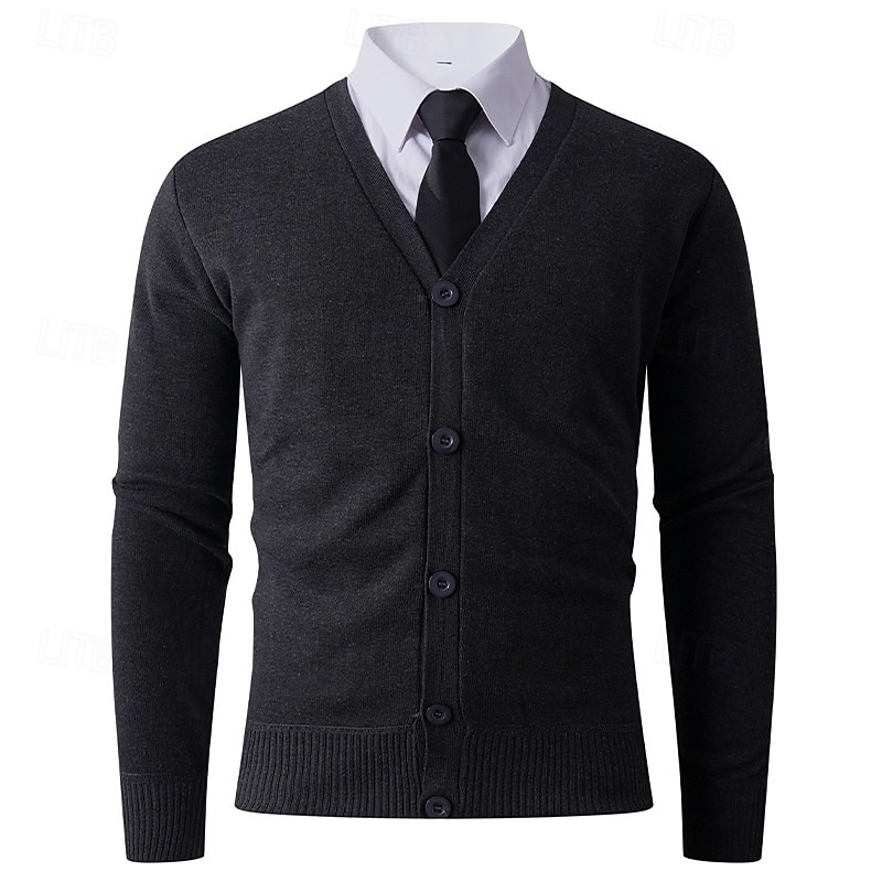 Herren Pullover Strickjacke Gerippt Stricken Normale Oberteile Gestrickt Einfach V Ausschnitt Urlaub Mode Formell Geschäft Bekleidung Frühling Herbst Schwarz Braun M L XL 2025 - $25.99 –P2