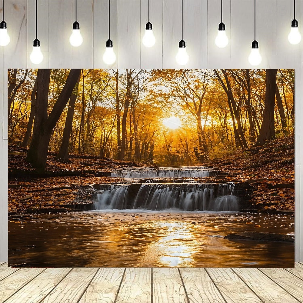 Tapiz colgante de cascada de bosque otoñal, arte de pared, gran mural escénico, decoración, manta, cortina, fondo fotográfico para el hogar, dormitorio, sala de estar, oficina, decoración de pared 2026 - $17.99 –P3