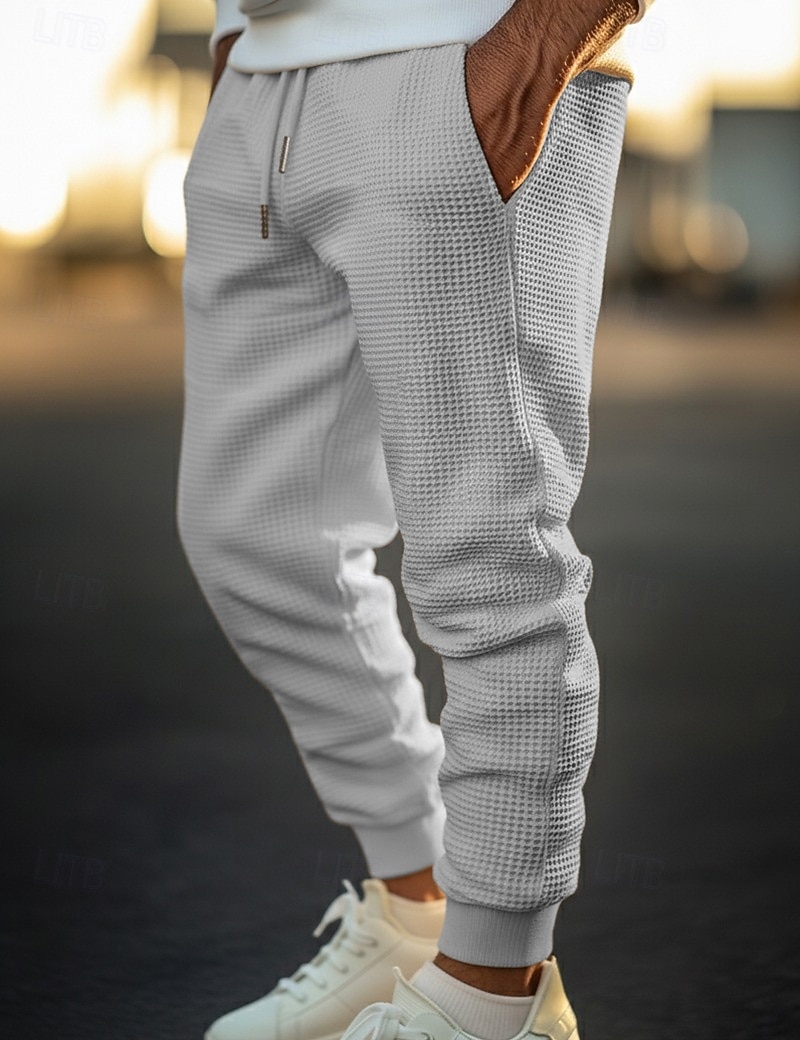 Per uomo Nido d'ape Pantaloni da tuta Joggers Pantaloni Pantaloni casual Coulisse Tasca Frontale Semplice Comodità Lunghezza intera All'aperto Casa Quotidiano Moda Streetwear Nero Bianco Elasticizzato del 2026 a $20.99 –P9