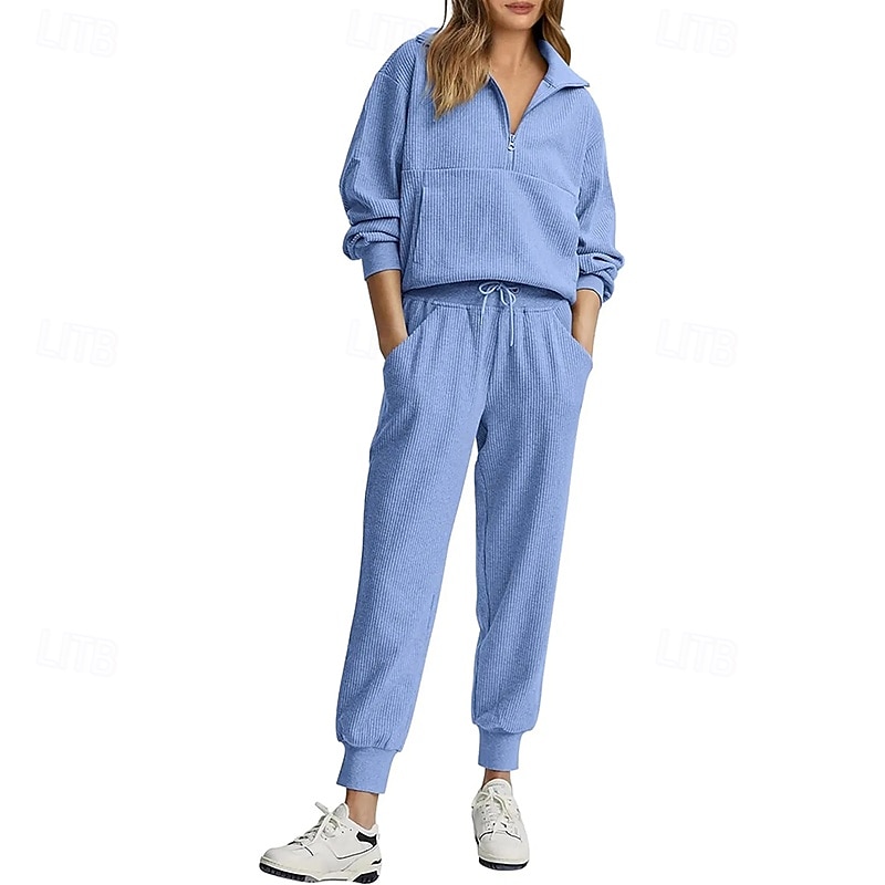 Γυναικεία Σετ Φόρμας με Πουλόβερ Φόρμα 2 τεμαχίων Ρούχα για χαλάρωση με τσέπη Μονόχρωμο Ρούχα σύνολα Φθινόπωρο Μαύρο Ροζ Γυμναστήριο Τρέξιμο Καταλληλότητα Αναπνέει Μακρυμάνικο Αθλητισμός 2026 - $42.99 –P10