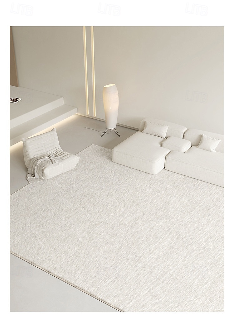 krämfärgad boho-stil matta, enfärgad vattentät fläckavvisande matta lättskött avtorkbar golvmatta för vardagsrum sovrum soffa soffbord 2025 - $49.99 –P2