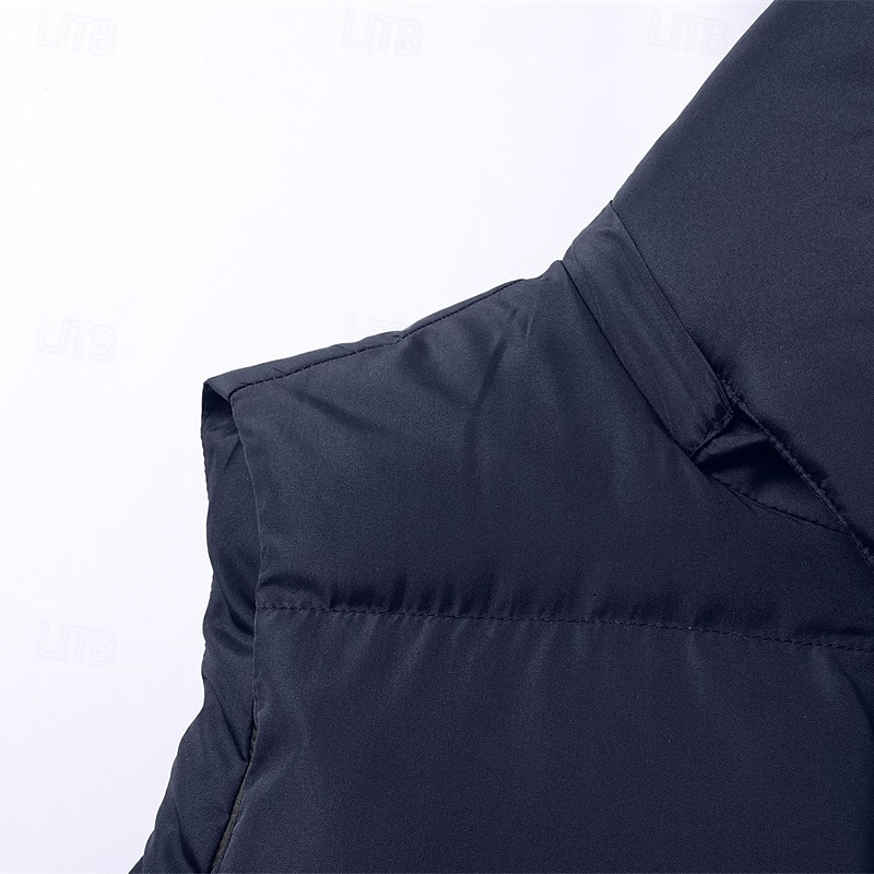 Pánské Puffer Vesta Kamizelka Vesta Dovolená Denní Rande Módní Na běžné nošení Podzim Zima Kapsy Polyester Zahřívací Pohodlné Pevná barva Zip Kapuce Běžný Černá Vodní modrá Vesta 2025 - $36.99 –P6