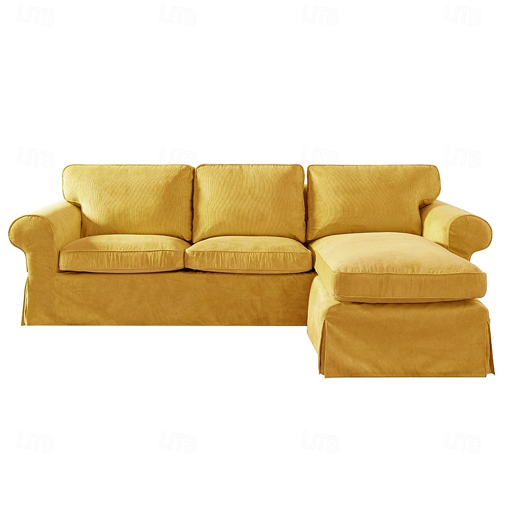 Divano a 3 posti Ektorp con fodera per chaise longue, fodera in velluto a coste trapuntato in tinta unita, resistente protezione antiscivolo per il soggiorno del 2025 a $348.39 –P9