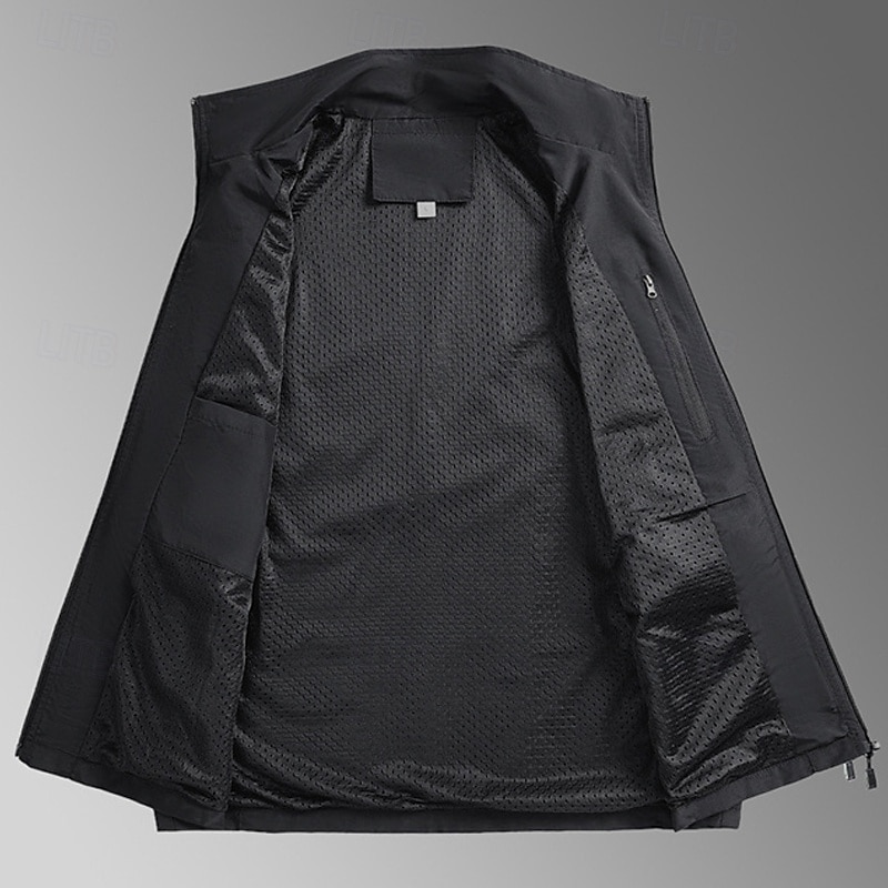 Ανδρικά Veste Gilet Γιλέκο ψαρέματος ΕΞΩΤΕΡΙΚΟΥ ΧΩΡΟΥ Καθημερινά Μοντέρνα Καθημερινό Άνοιξη Φθινόπωρο Κουμπώσου Τσέπη Νάιλον Άνετο Σκέτο Φερμουάρ Όρθιος Γιακάς Κανονικό Μαύρο Λευκό Χακί Πράσινο Χακί 2026 - $34.99 –P14