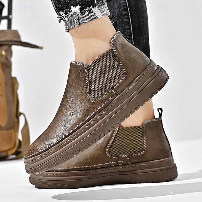 Baskets Chelsea grises à enfiler pour homme – Mocassins décontractés à tige basse avec empiècements latéraux élastiques pour un usage quotidien, les déplacements et les tenues décontractées de 2025 ? $54.99 –P7