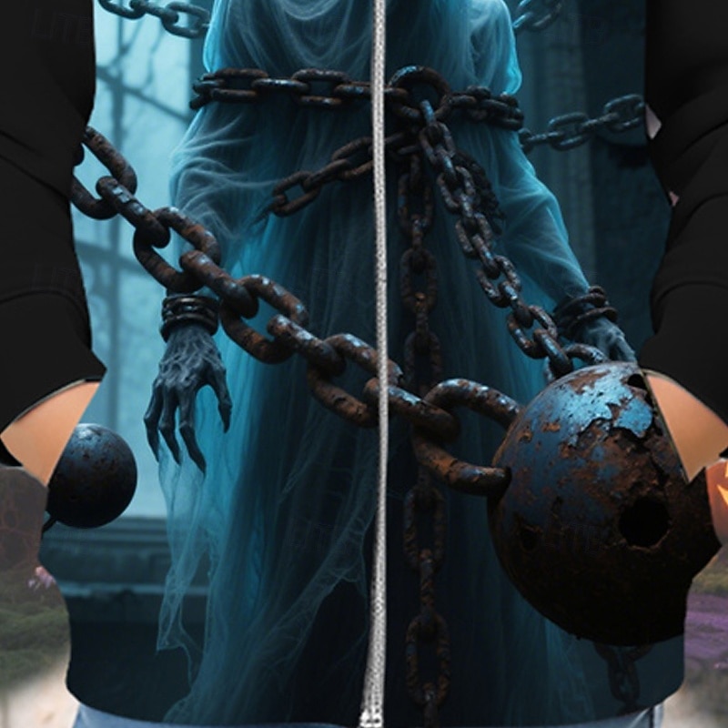 Halloween Pojkar 3D Spöke Huvtröja Kappa Ytterkläder Långärmad Vår Höst Förtjusande Sport Barn 4-12 år Blixtlås Gata Dagligen Normal 2025 - $18.99 –P3