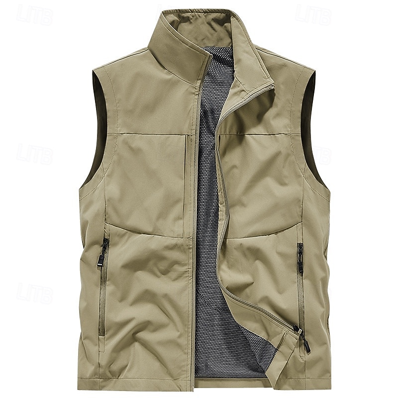 Herren Outdoor-Weste Weste Angelweste Outdoor Täglich Mode Lässig Frühling Herbst Tasche Polyester Bequem Einfach Reisverschluss Stehkragen Normale Passform Schwarz Rote Khaki Armeegrün Weste 2025 - $22.99 –P13