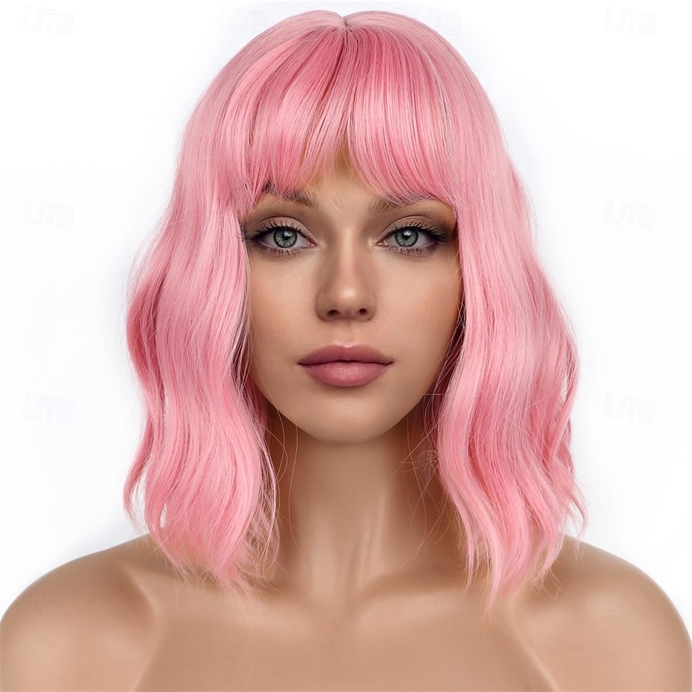 parrucche bob con frangia per donne parrucca ondulata sciolta parrucca bob ondulata pastello lunga fino alle spalle parrucca cosplay sintetica per ragazze parrucche colorate per costumi del 2025 a $21.99 –P5