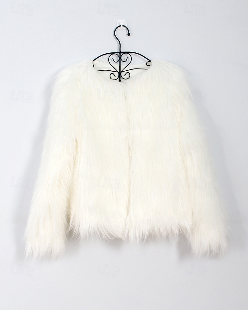 Damen Kunstpelzmantel Warm Bequem Pelze & Leder Mode Einfach Urlaub Straße Ausgehen Wochenende Regulär Rundhalsausschnitt Normale Passform Langarm Oberbekleidung Schwarz Weiß Rosa Herbst Winter 2025 - $39.99 –P15