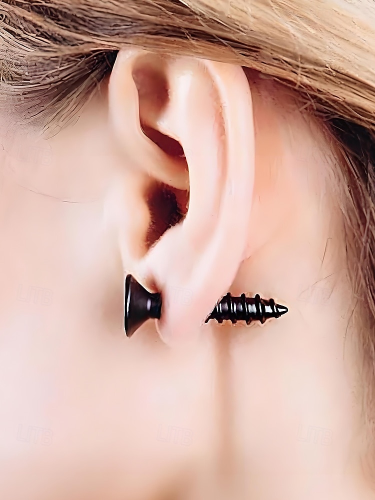 2026年 女性用ハロウィンステンレススチール製スクリューイヤリング - コスチュームパーティーやコスプレに最適なパンクゴシックスタッドジュエリー  コレクション – $5.99 –P2