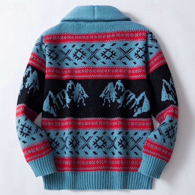 Herre Genser Cardigan Genser Fair Isle genser Riflet Strikke Vanlige topper Strikket عادي Buet Ferie Mote Avslappet Dagligdagstøy Klær Vår & Vinter Blå M L XL 2025 - $44.99 –P2
