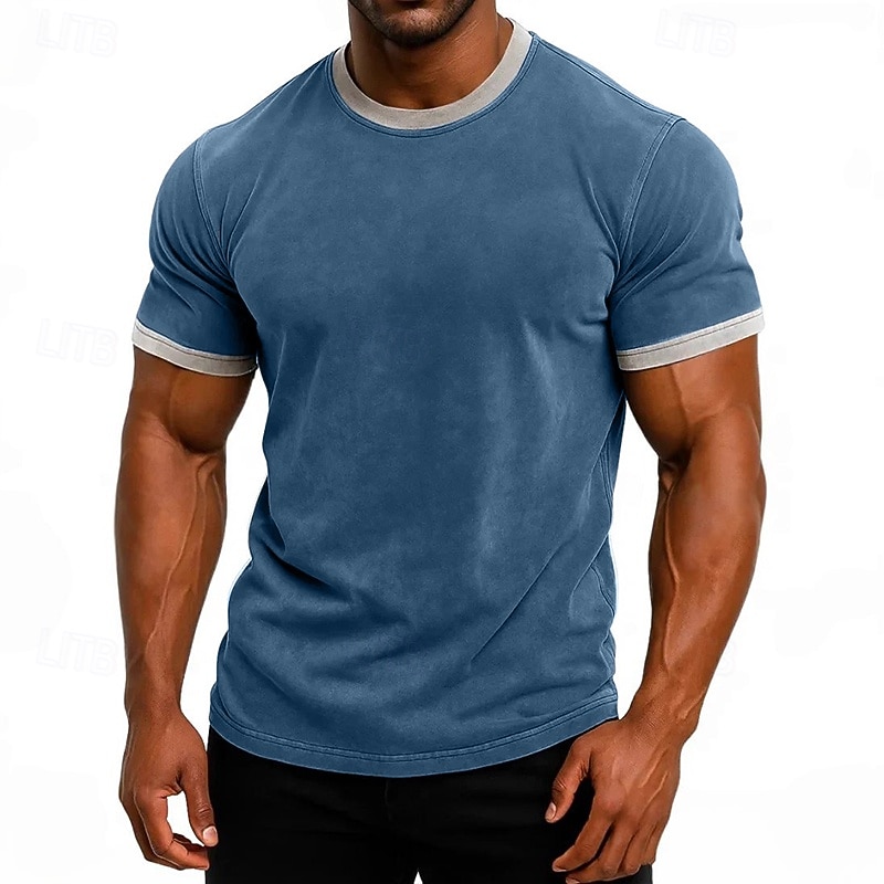 SoftFade™ T-Shirt pentru Bărbați T-Shirt Top Mâneci Scurte Mâneci Scurte Guler Rotund Guler în V Vară Culoare Solidă Vintage Culoare Bloc Cămașă Făcută Spălată Casual Vacanță Stradă Verde Închis Maro 2026 - $29.99 –P1