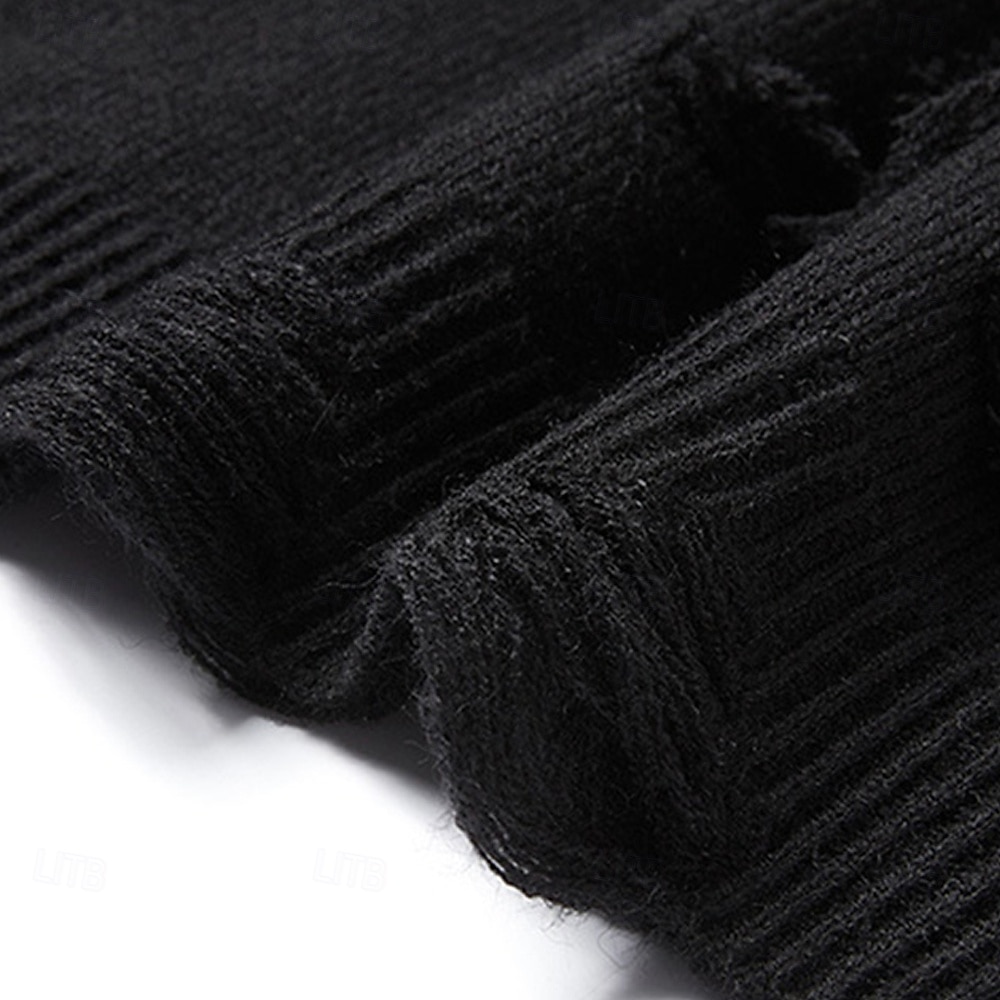 Herren Pullover Strickpullover Gerippt Stricken Normale Oberteile Gestrickt Zerrissen Einfach Rundhalsausschnitt Mode Basic Urlaub Alltagskleidung Bekleidung Herbst Winter Schwarz Khaki M L XL 2026 - $47.99 –P10
