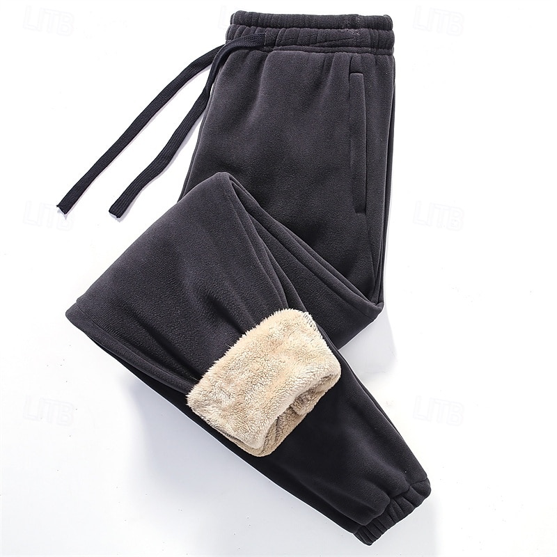 Herren Jogginghose Fleecehose Hose Winterhose Kordelzug Tasche Elastischer Bund Einfach Komfort Warm Sport im Freien Täglich Mode Lässig Schwarz Khaki Mikroelastisch 2026 - $28.99 –P12