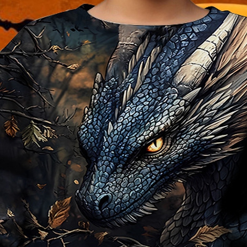 Halloween Pojkar 3D Drake Tröja Långärmad Vår Höst Mode Grundläggande Barn 4-12 år Rund hals Utomhus Ledigt Dagligen Normal 2025 - $17.49 –P5