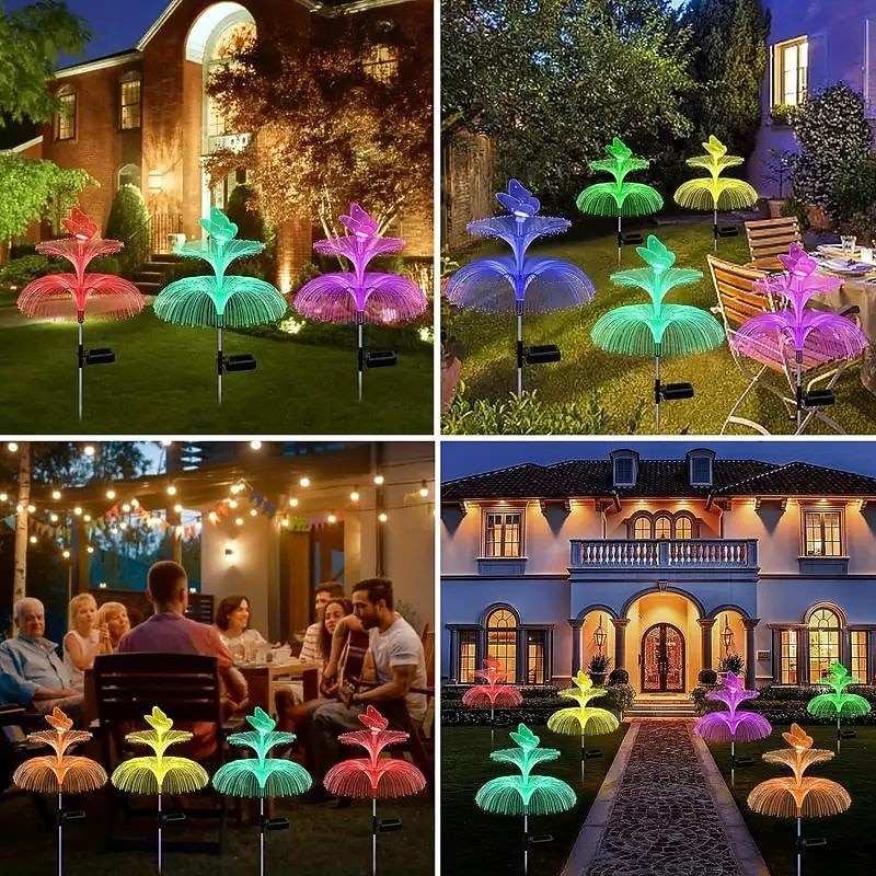 4PCS Solar LED Jellyfish Butterfly Lawn Light Outdoor  Tree Star Garden Light RGB Changing  Party Yard Lawn Garage Walkway Decoration Solar Landscape Light 2026 - $53.99 –P9