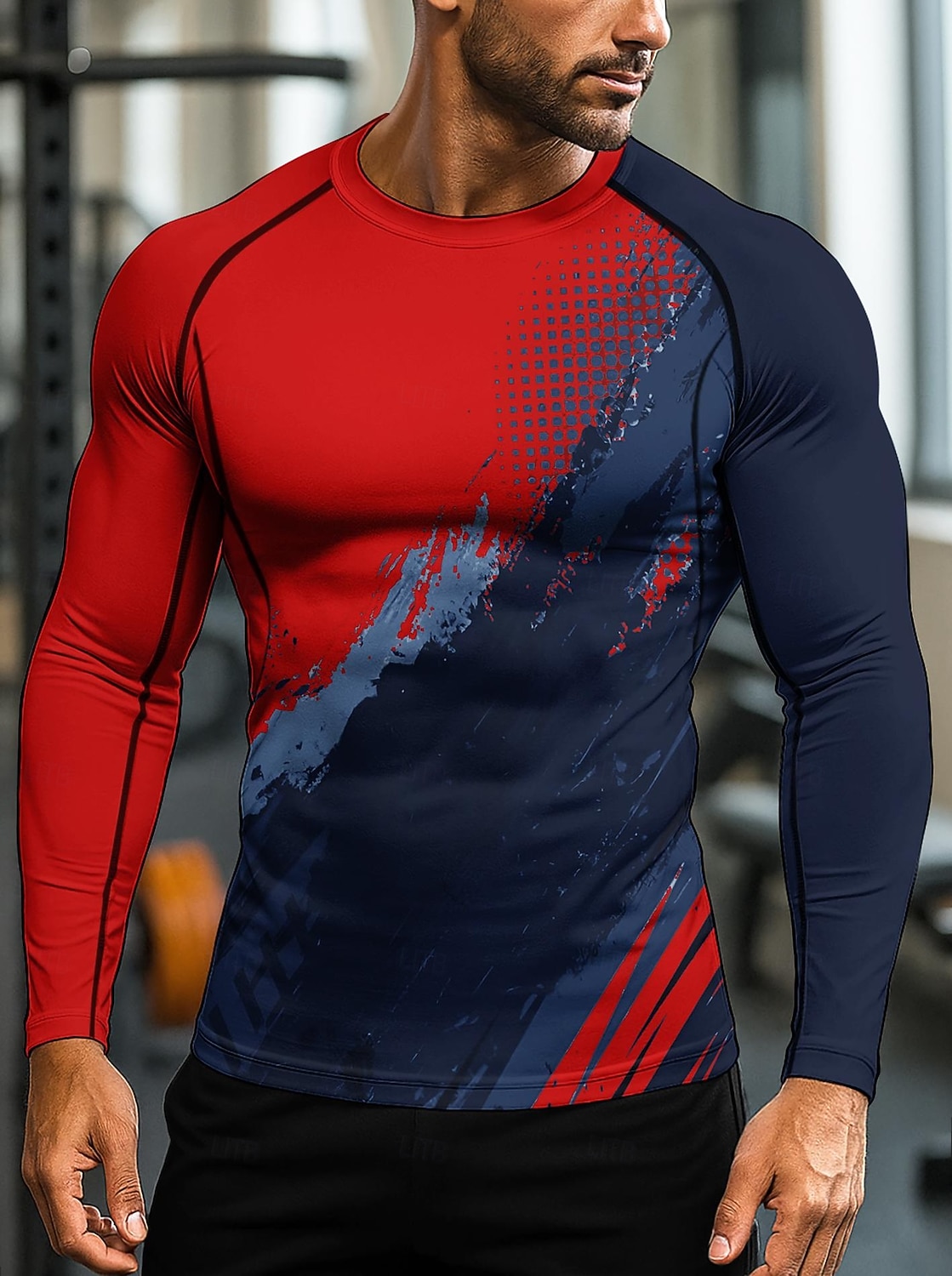 2026年 男性用 幾何学模様 抽象的 ランニングＴシャツ アスレチックシャツ ジムシャツ フィットネスシャツ ワークアウトシャツ 夏 春 秋 冬 長袖 UPF 50 UV耐性 UPF50+ ソフト モイスチャーコントロール マウンテンバイク ジムトレーニング ハイキング ウォーキング ジョギング サイクリング ルビーレッド ネービーブルー オレンジ スポーツウェア アクティブウェア  コレクション – $20.99 –P1