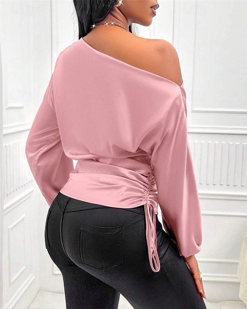 نسائي قميص أنيقة متأنق بقعة سهل أنيق كاجوال كم طويل جفاء قمصان عادية مناسب للبس اليومي مناسب للخارج غير المتماثلة أصفر وردي بلاشيهغ أحمر مشمشي الربيع الخريف 2025 - $23.99 –P3