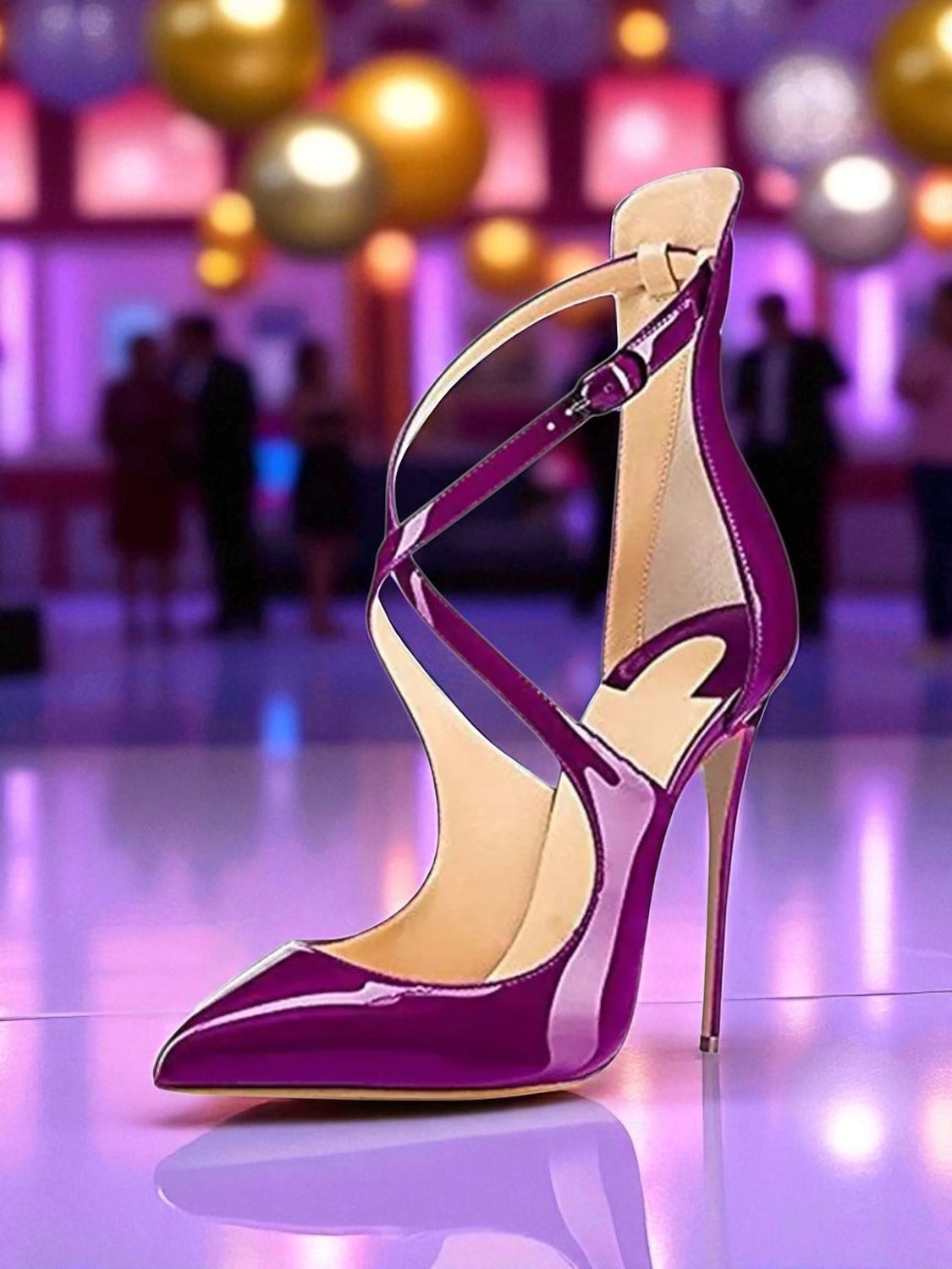 Women's Purple Patent Leather Strappy Stiletto Heels - Pointed Toe Dress Shoes for Formal Events and Cocktail Parties 2026 - $79.99 –P4