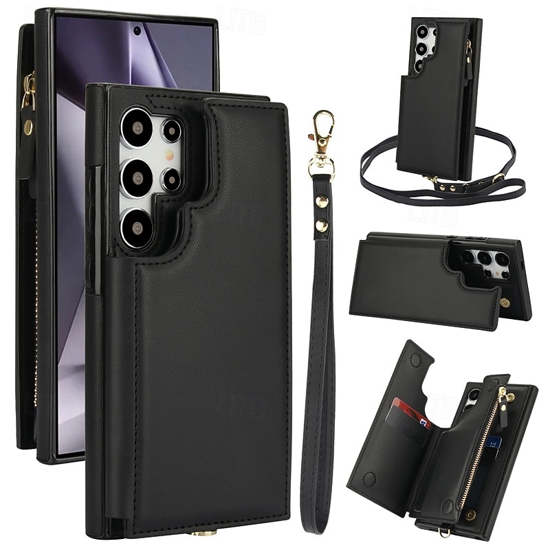 телефон Кейс для Назначение SSamsung Galaxy S25 S24 S23 S22 Плюс Ультра A16 A55 5G A14 A54 А53 A13 Кейс на заднюю панель с ремешком Откидная подножка Разъем для карты Ретро ТПУ Кожа PU 2025 - $19.99 –P2