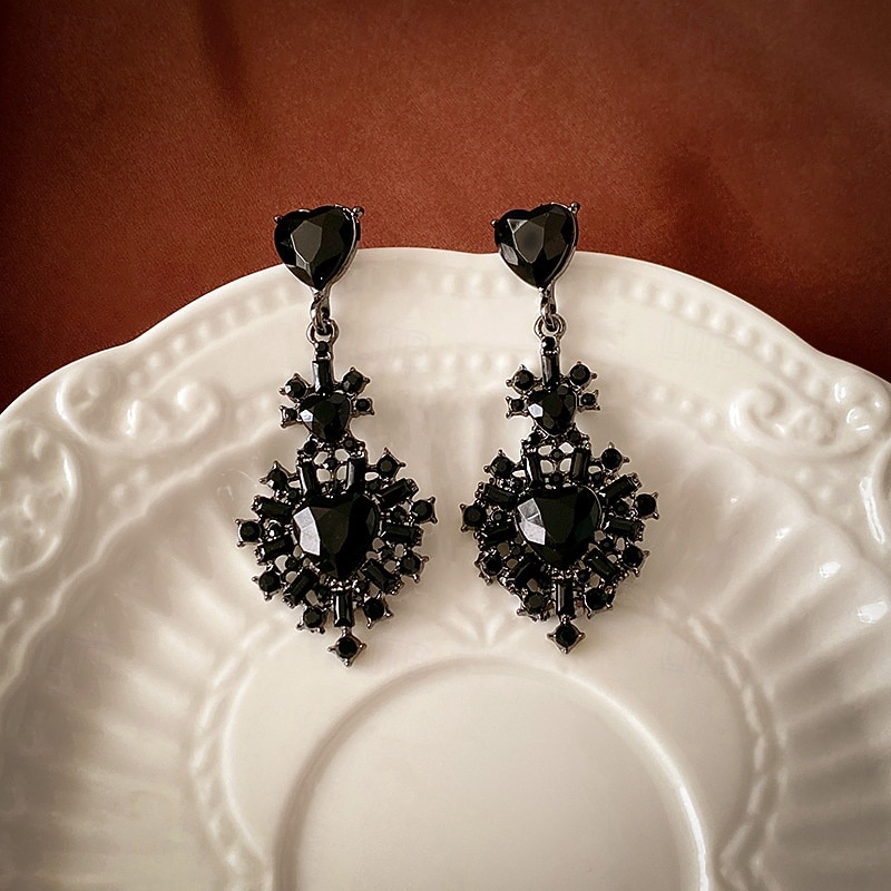 Damskie kolczyki vintage z czarnymi kryształkami – biżuteria inspirowana Gatsbym, wyrazista, do tańca towarzyskiego w stylu retro &Stroje imprezowe z lat 20. XX wieku 2026 - $11.99 –P3