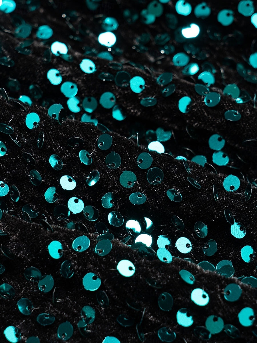 velur paljett puffermer glitrende elegant maxikjole 2026 - $135.99 –P3