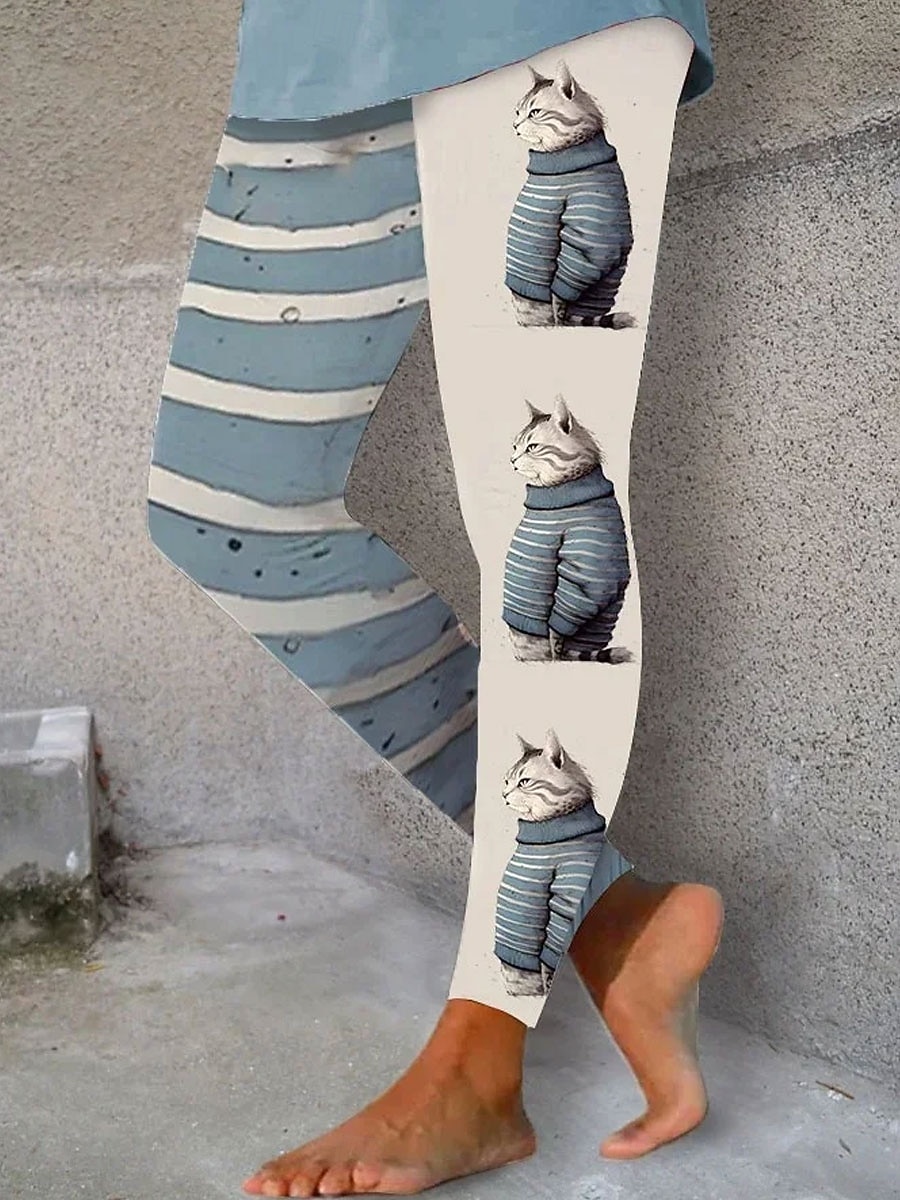 Γυναικεία Κολάν Διακοπές Βίντατζ Μοντέρνα Πλήρες μήκος Ψηλή Μέση Γραφική Γάτα Εκτύπωση Διατηρείτε Ζεστό Moale Αναπνέει Ελαστικό Καθημερινά ΕΞΩΤΕΡΙΚΟΥ ΧΩΡΟΥ Διακοπές 2026 - $21.99 –P2
