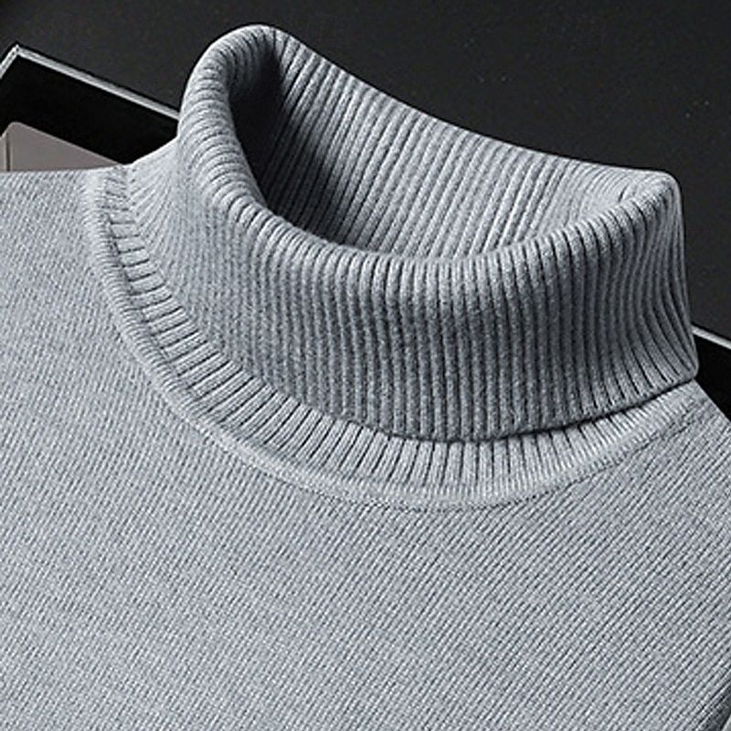 Men's Sweater Pullover Sweater Jumper Ribbed Knit Regular Tops Knitted Slim Fit Plain Turtleneck Knitwear Contemporary Casual Daily Wear Clothing Apparel Fall Winter Camel Black M L XL 2026 - $26.99 –P9