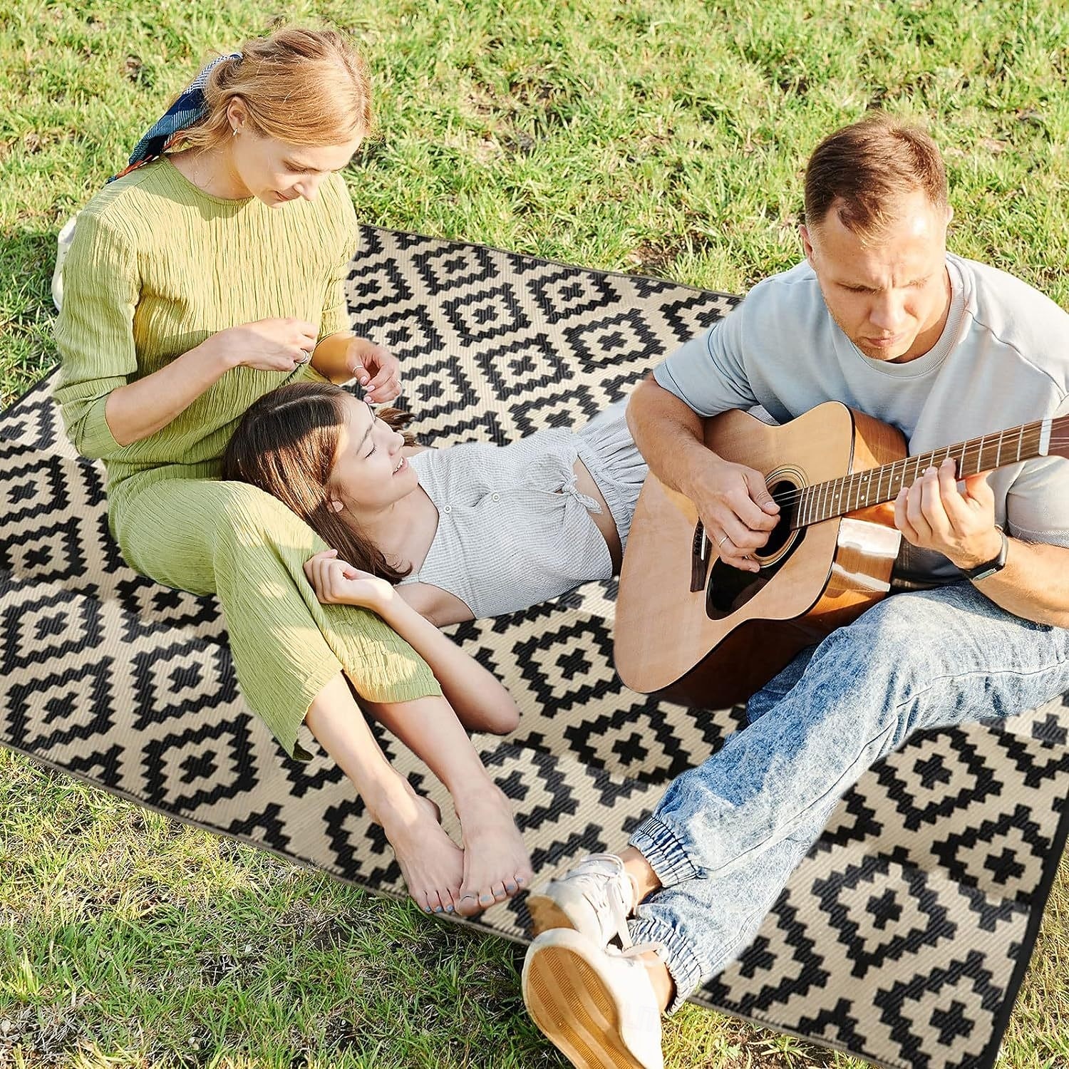 מחצלת חוץ עם דוגמא מודרנית, מחצלת פלסטיק עמידה לסיפונים, אתרי קמפינג, סיפוני בריכה &קרוואן 2026 - $48.99 –P3