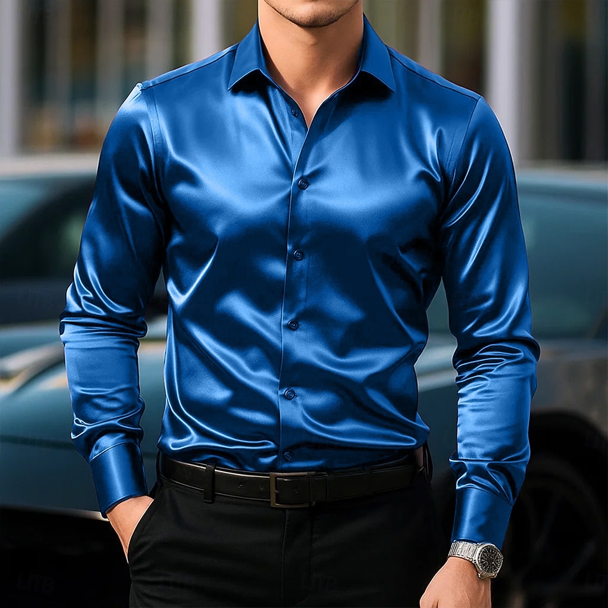Per uomo Camicia Camicia in raso Camicia casual Camicia con Bottoni Semplice Formale Matrimonio Nero Bianco Vino Blu marino Manica Lunga Bavero Primavera & Autunno Tutte le stagioni Abbigliamento del 2025 a $23.99 –P7