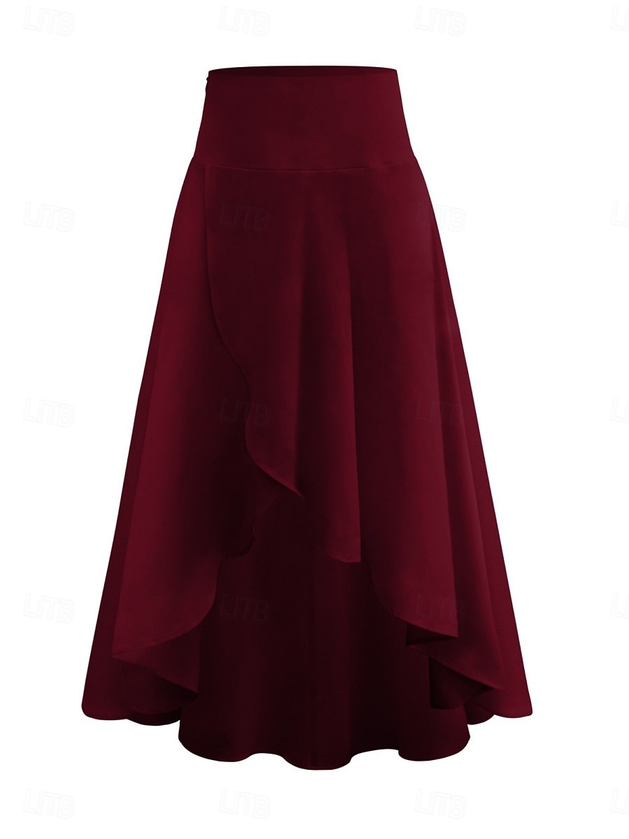 Dame الالتفاف A-linje Mote Fritid Maksi Høy Midje Skjørt عادي Drapering Mikroelastisk Gate Daglig Vin Svart Rosa Brun Vår Polyester 2025 - $28.99 –P10