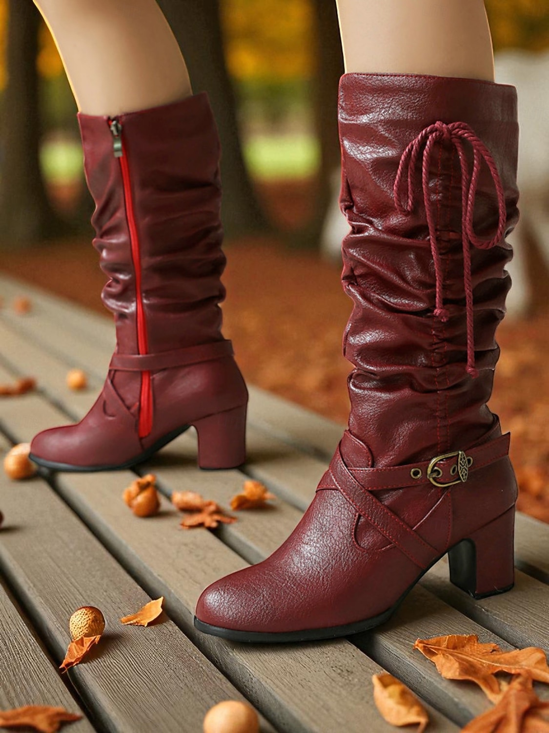 Женские коричневые сапоги из искусственной кожи с застежкой-молнией сбоку и ремешком с пряжкой, винтажные повседневные сапоги на блочном каблуке для осени, зимы, улицы и повседневной носки 2026 - $69.99 –P3