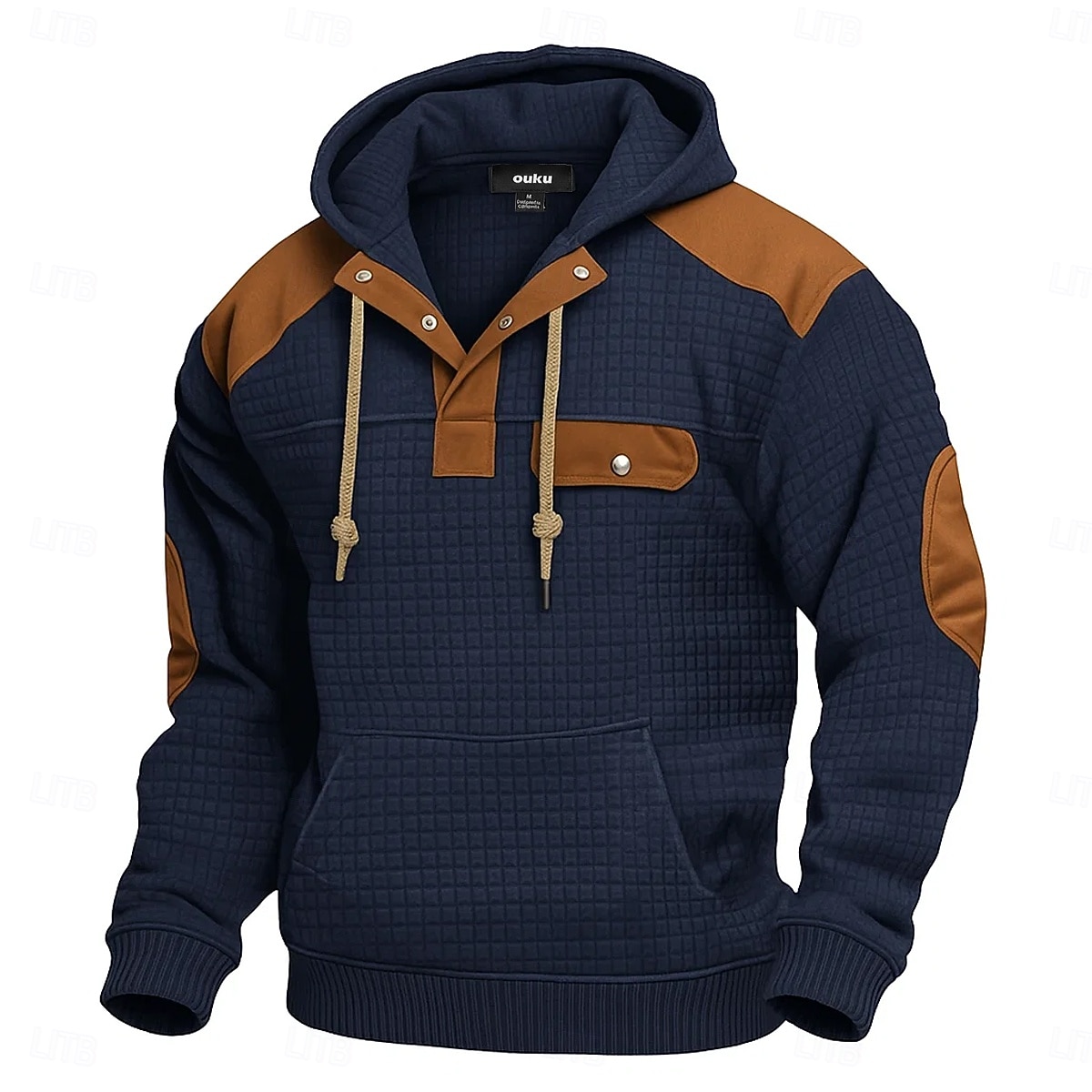 Homens Moletom Moletons Waffle Moletom com capuz Preto Vinho Azul Marinha Cáqui Cinza Claro Com Capuz Henley Tecido Patchwork Bloco de cor Desportos e Ar livre Casual Diário Roupa de rua Legal Roupa de 2025 por $27.99 –P5