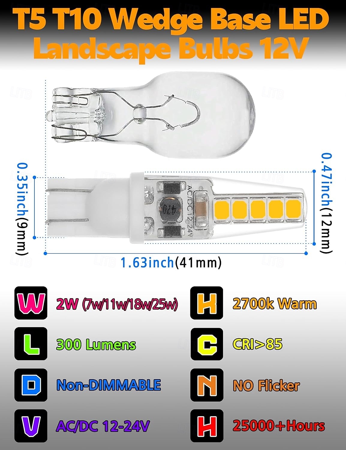2025年 12ボルト低電圧ウェッジベースLEDランドスケープ電球t5 t10 2W 300lmt5マリブパスガーデンライト電球921 922 912 194 168 t10 rvキャンピングカートレーラーモーターホームマリンボートドームライト10個 コレクション – $44.99 –P2